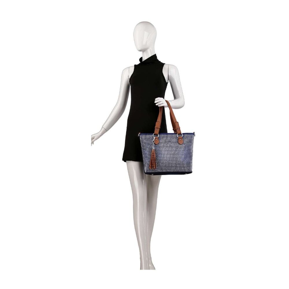 Beautiful Rhinestone Denim Tote - Picture 5 of 5